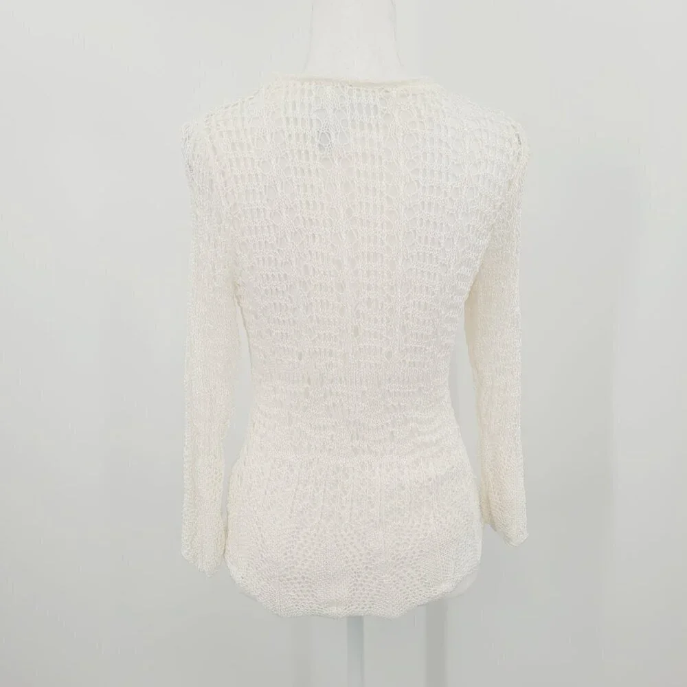 Emma James Ecru Crochet Lace Fishnet Sweater